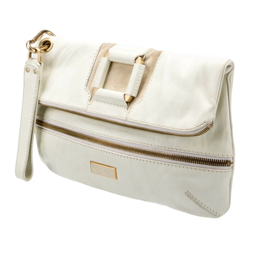 Jimmy Choo Cream and Gold Fold-Over Wristlet Clutch - Picture 4 of 11